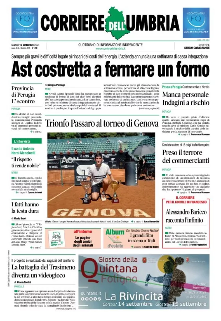 Prima-pagina-corriere umbria-del-2024-09-10